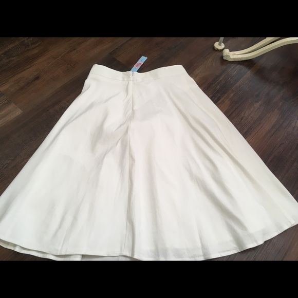 Antonio Melani Linen Blend A Line White Skirt - Picture 4 of 8